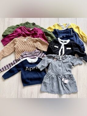Janie and Jack Toddler Girl Bundle 3T Sweaters Dresses Tops Cardigan 9 Pc